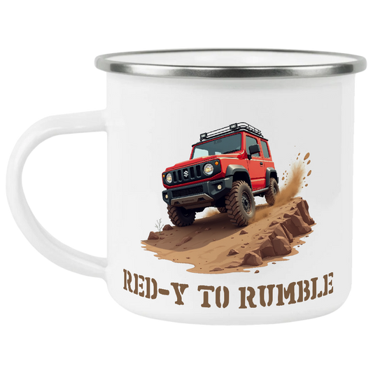 Offroad adventure, Red Suzuki Jimny edition, coffee mug